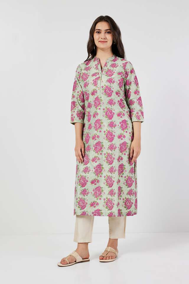Printed-Blended-Fabric-Collared-Women-s-Casual-Wear-Kurta