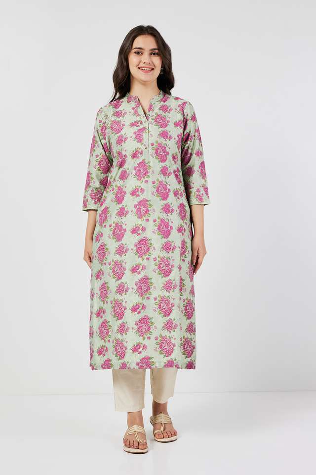 Printed-Blended-Fabric-Collared-Women-s-Casual-Wear-Kurta