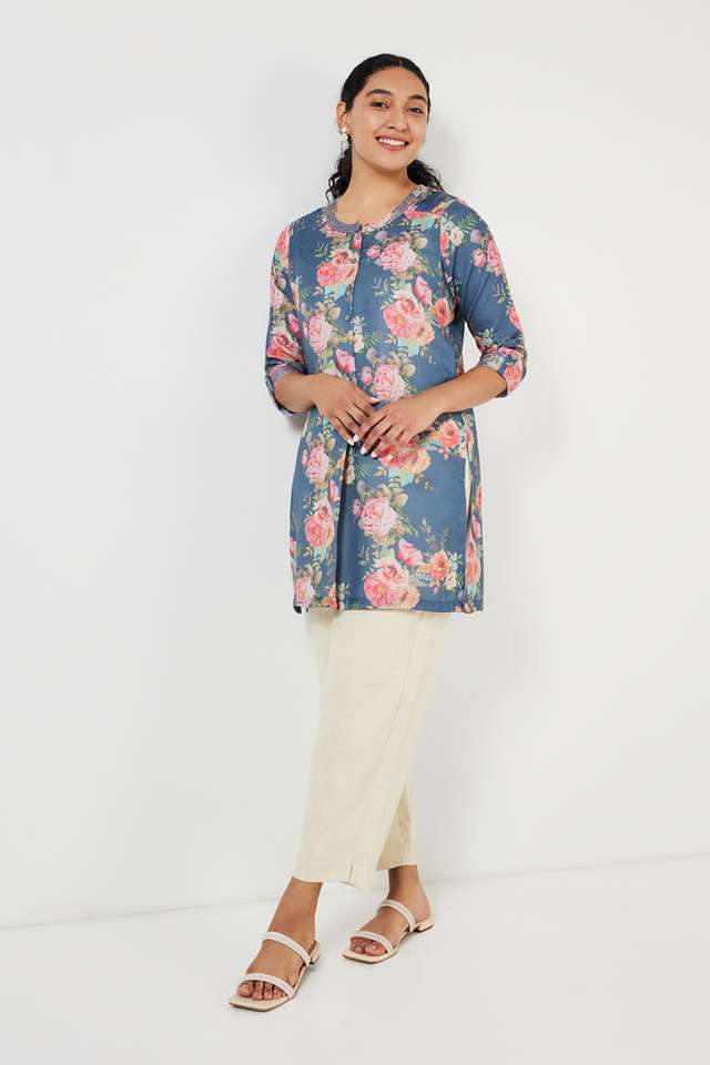 Printed-Linen-Collared-Women-s-Tunic