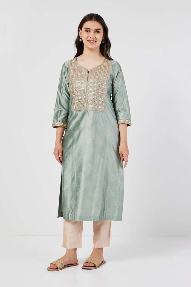 Printed-Polyester-Round-Neck-Women-s-Festive-Wear-A-Line-Kurta