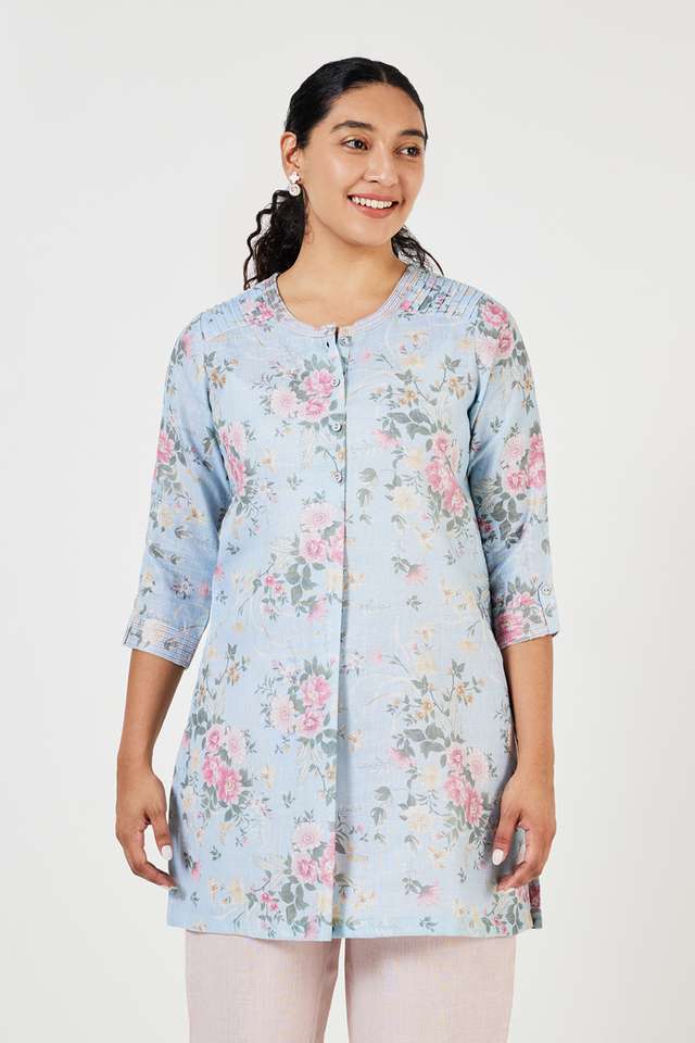 Printed-Linen-Collared-Women-s-Tunic