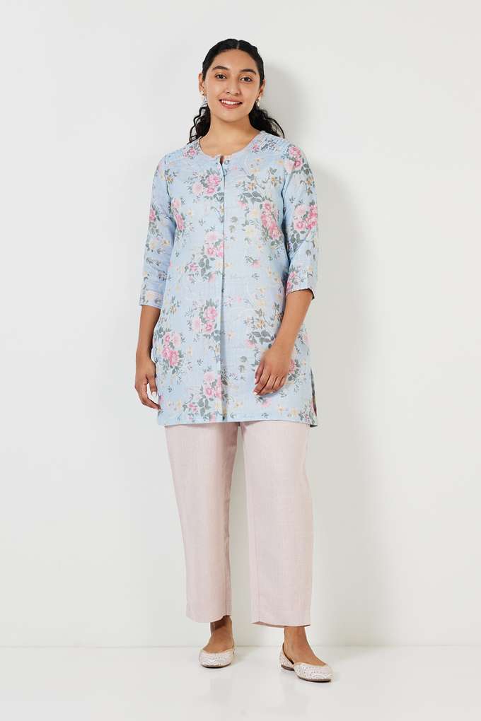 Printed-Linen-Collared-Women-s-Tunic