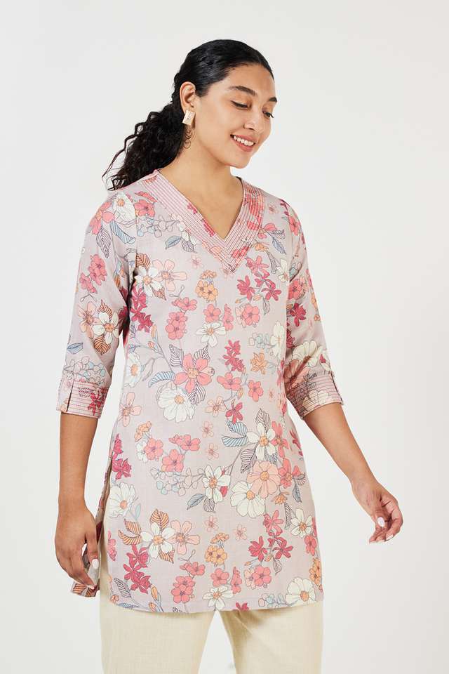 Printed-Linen-V-Neck-Women-s-Tunic