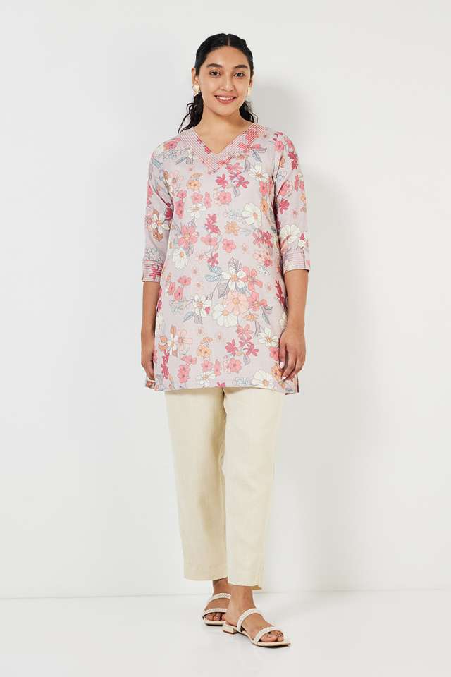 Printed-Linen-V-Neck-Women-s-Tunic