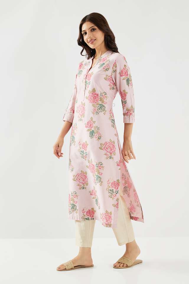 Printed-Blended-Fabric-Collared-Women-s-Casual-Wear-Kurta