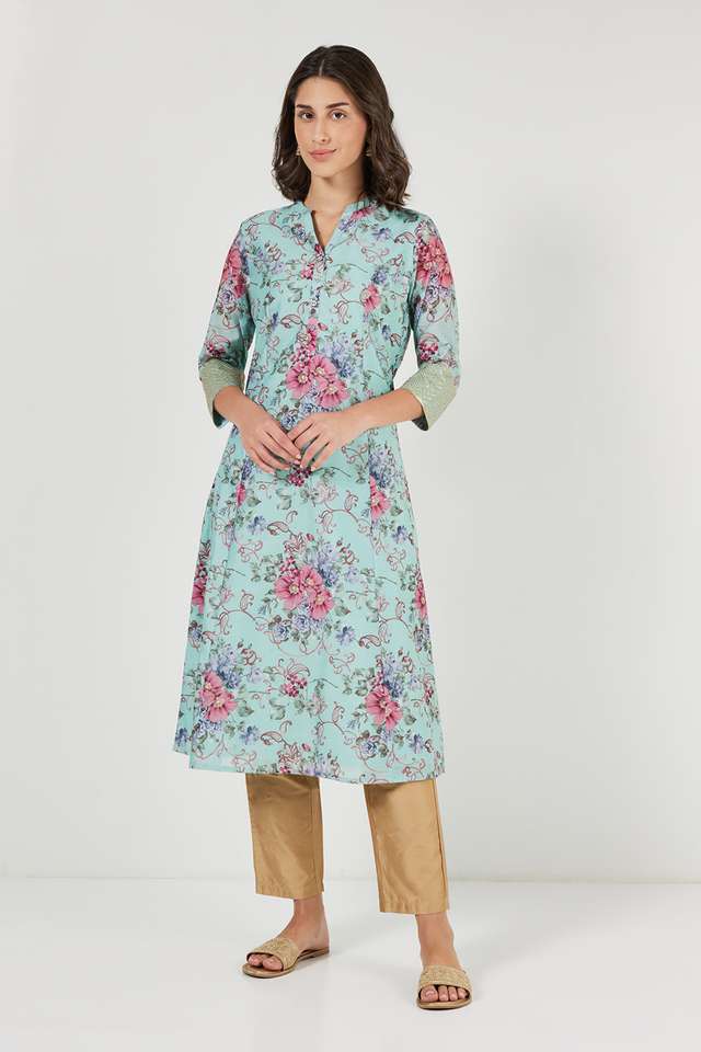 Printed-Chanderi-Round-Neck-Women-s-Festive-Wear-A-Line-Kurta