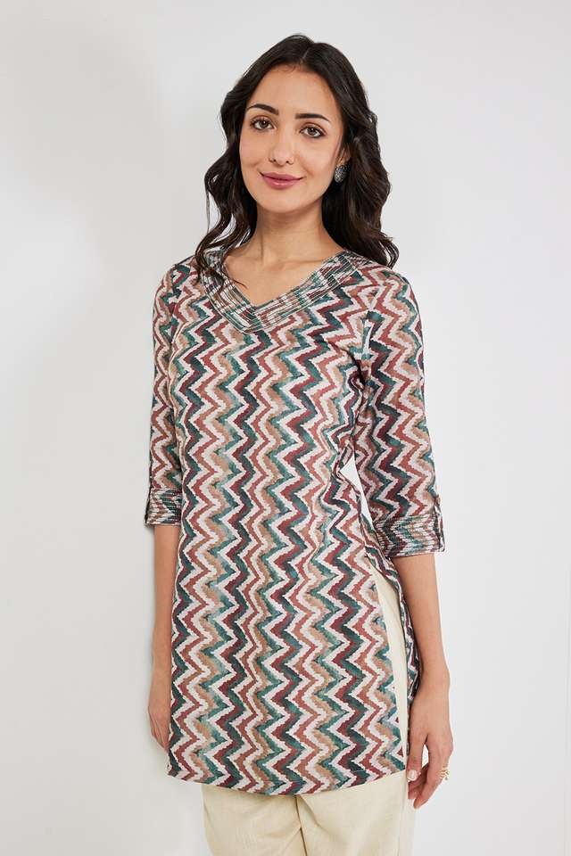Printed-Linen-V-Neck-Women-s-Tunic