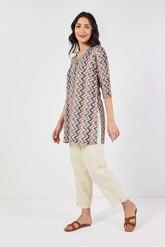 Printed-Linen-V-Neck-Women-s-Tunic