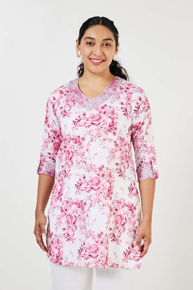 Printed-Linen-V-Neck-Women-s-Tunic