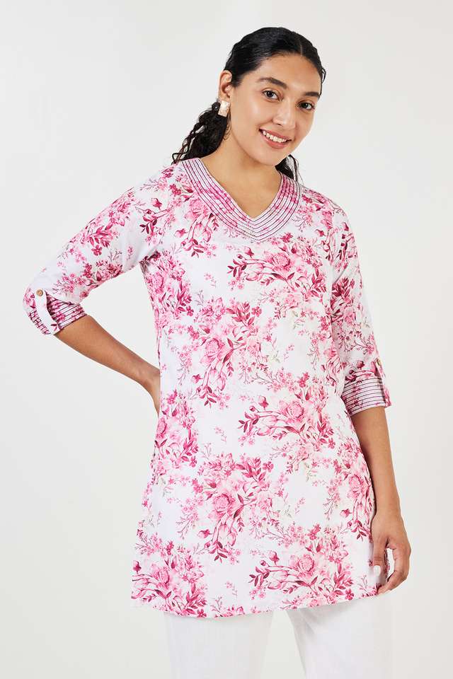 Printed-Linen-V-Neck-Women-s-Tunic