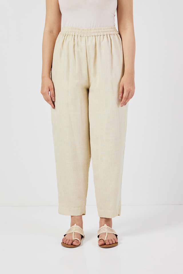 Solid-Straight-Fit-Linen-Women-s-Festive-Wear-Pant