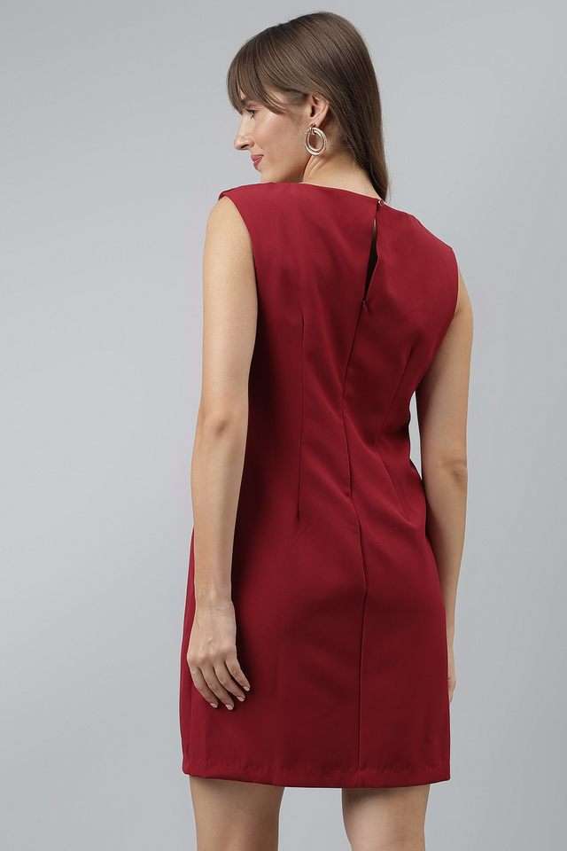 Buy Latin Quarters red Solid Round Neck Polyester Women's Mid Thigh Dress |  Shoppers Stop