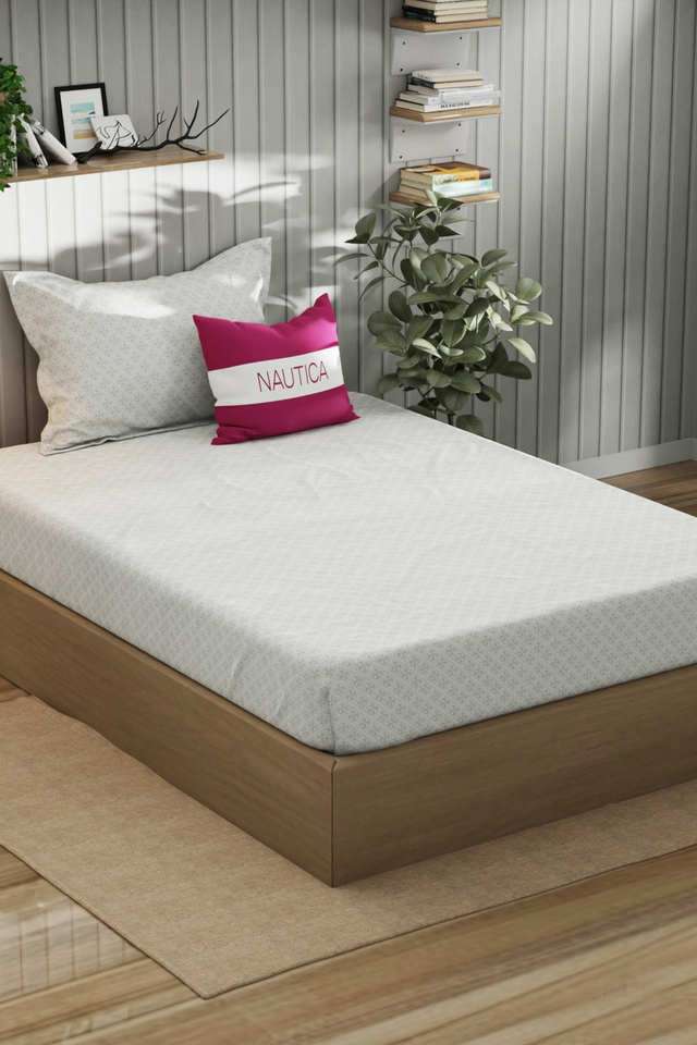 Super-Fine-100--Egyptian-Satin-Cotton-Single-Bedsheet-With-1-Pillow-Cover--2Pc-Set-(Marina-Bay)-Geometric-Lt.Grey