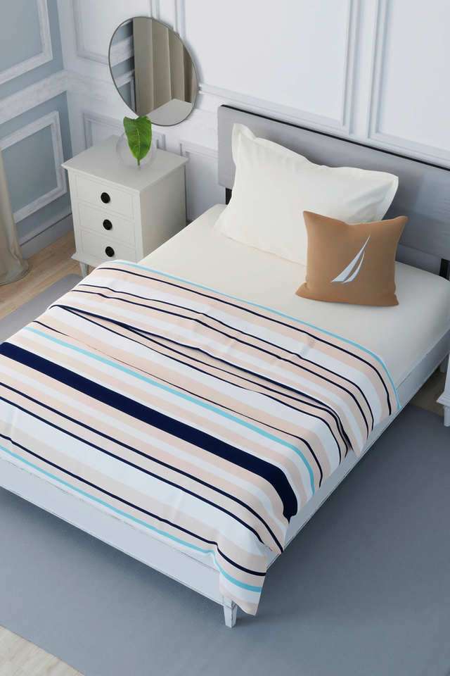 Super-Soft-Bamboo-Cotton-Blanket-With-Pure-Cotton-Flannel-Filling--1Pc-Single-Size-(Millbrook)-Stripe-Peach/Blue