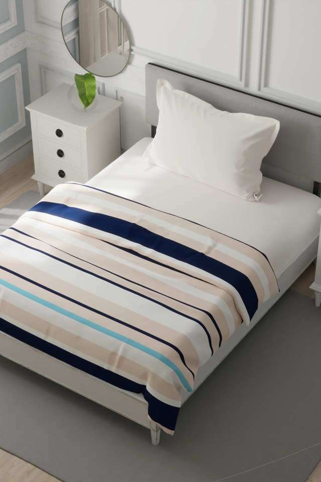 Super-Soft-Bamboo-Cotton-Blanket-With-Pure-Cotton-Flannel-Filling--1Pc-Single-Size-(Millbrook)-Stripe-Peach/Blue
