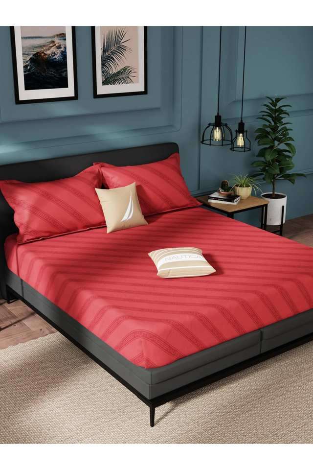 Super-Soft-100--Cotton-King-Bedsheet-And-2-Pillow-Covers--3Pc-Set-(Northsail)-Ornamental-Red