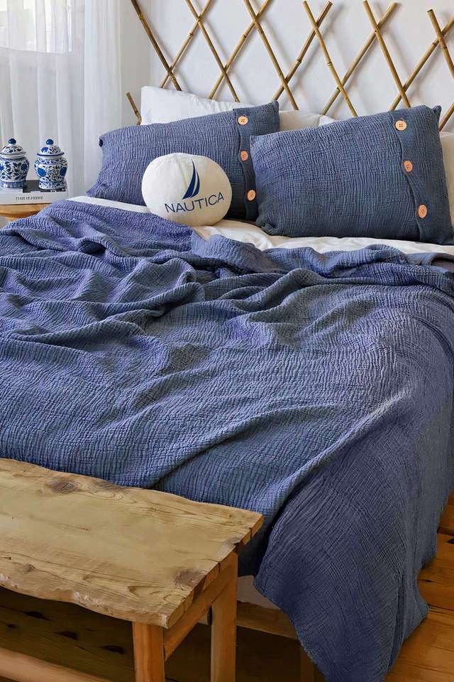 Ocean-Ripples-100--Cotton-Bedsheet-With-2-Pillow-Covers-With-4-Layers-Seersucker-3-PC-Set