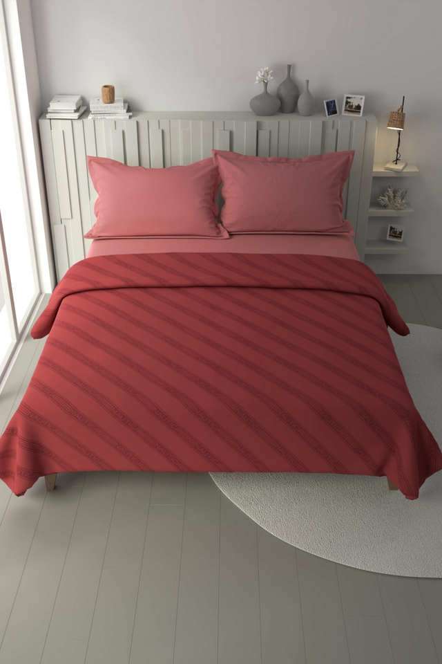 100--Premium-Cotton-Blanket-With-Pure-Cotton-Flannel-Filling--1Pc-Double-Size-(Ocean-View)-Ornamental-Red