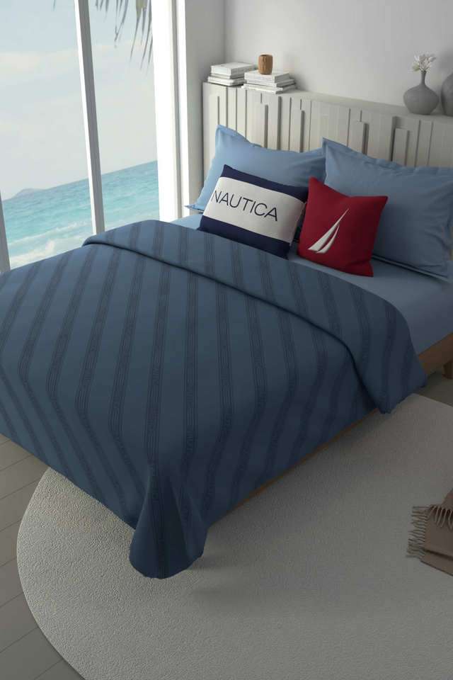 100--Premium-Cotton-Blanket-With-Pure-Cotton-Flannel-Filling--1Pc-Double-Size-(Ocean-View)-Ornamental-Blue