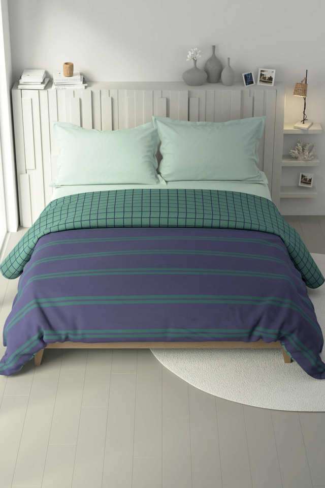 100--Premium-Cotton-Fabric-Comforter-For-All-Weather--1Pc-Double-(Ocean-View)-Checks-Blue/Green