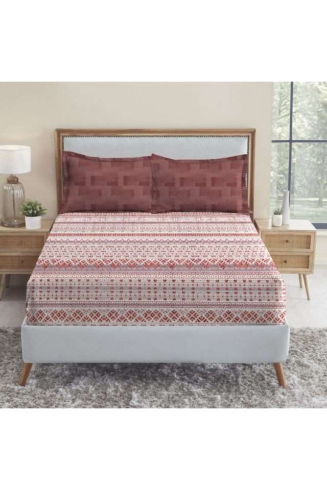 Soft-Comfort-Printed-210-TC-Cotton-Double-Bedsheet-&-2-Pillow-Covers