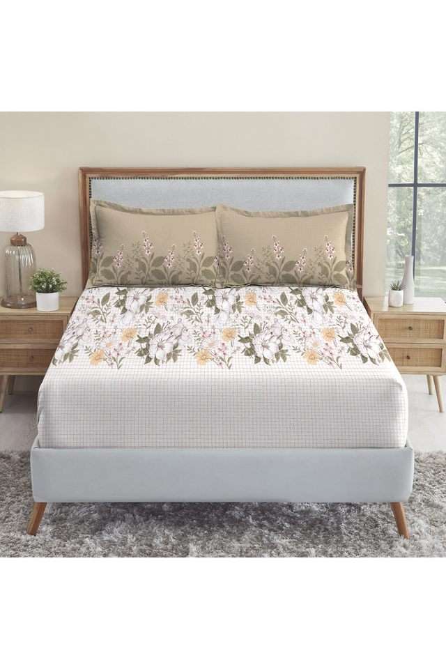 Soft-Comfort-Printed-210-TC-Cotton-Double-Bedsheet-&-2-Pillow-Covers