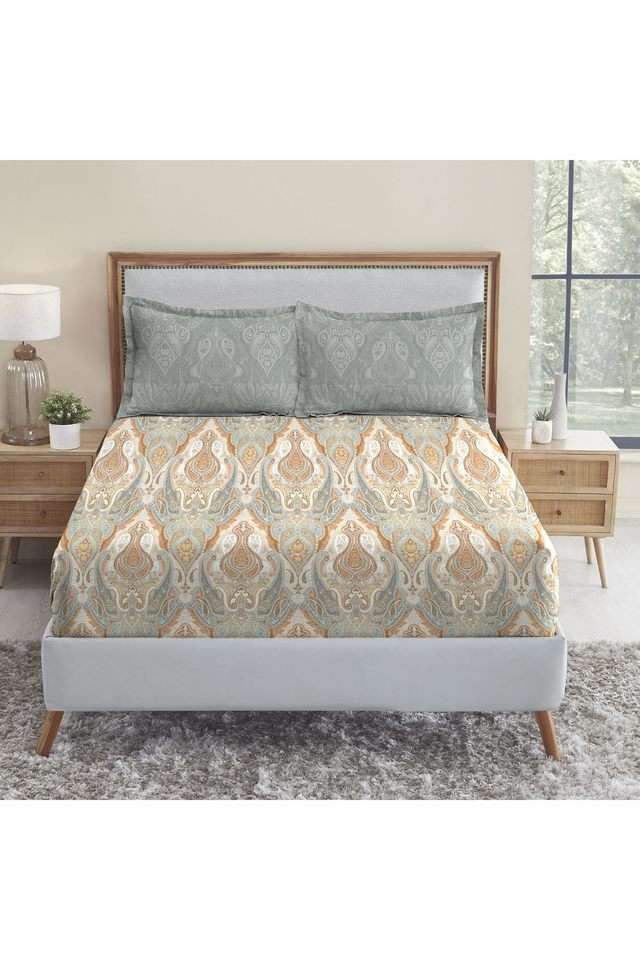 Soft-Comfort-Printed-210-TC-Cotton-Double-Bedsheet-&-2-Pillow-Covers