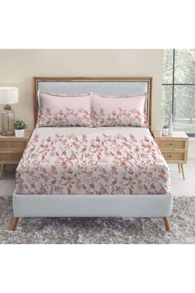 Soft-Comfort-Printed-210-TC-Cotton-Double-Bedsheet-&-2-Pillow-Covers