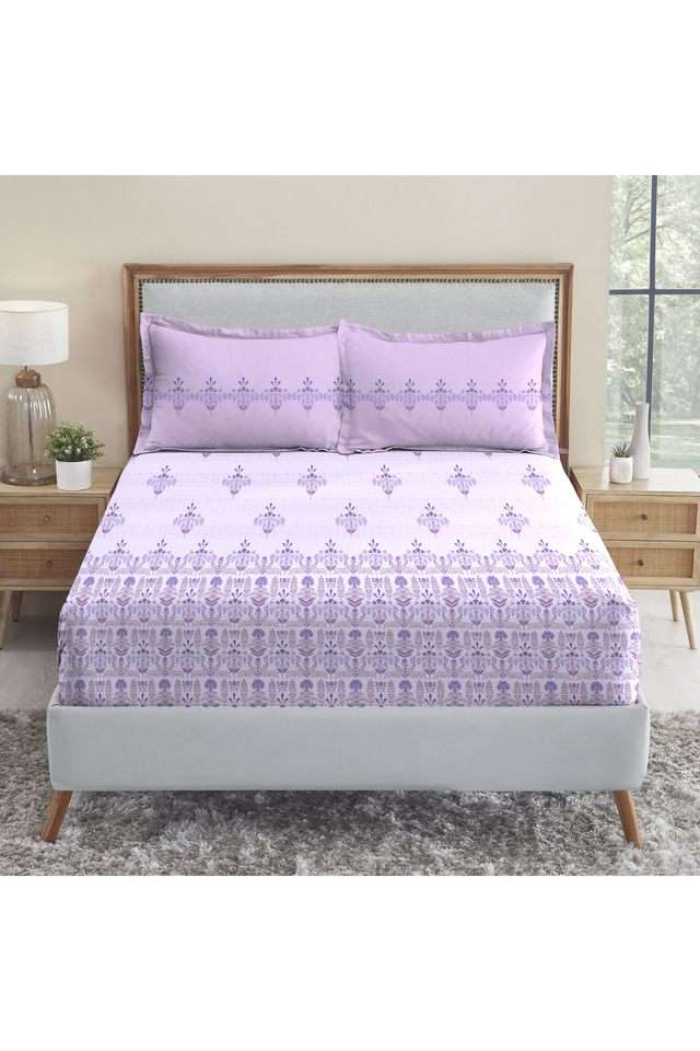 Soft-Comfort-Printed-210-TC-Cotton-Double-Bedsheet-&-2-Pillow-Covers