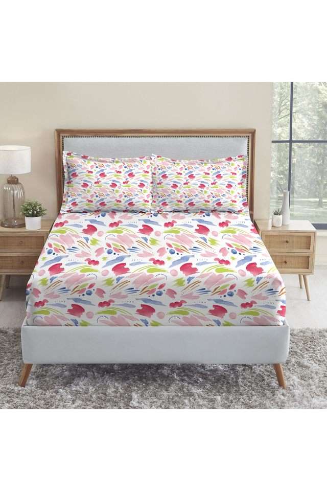 Soft-Comfort-Printed-210-TC-Cotton-Double-Bedsheet-&-2-Pillow-Covers