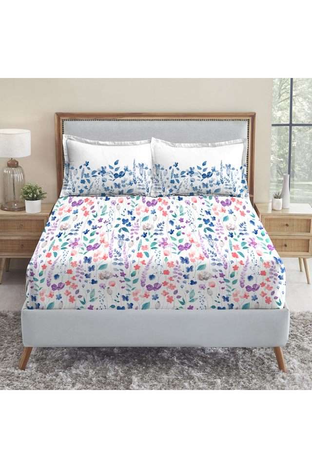 Soft-Comfort-Printed-210-TC-Cotton-Double-Bedsheet-&-2-Pillow-Covers