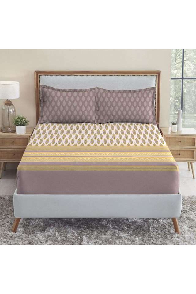 Soft-Comfort-Printed-210-TC-Cotton-Double-Bedsheet-&-2-Pillow-Covers
