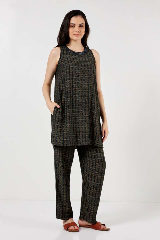 Embroidered-Full-Length-Viscose-Blend-Woven-Women-s-Co-Ord-Set
