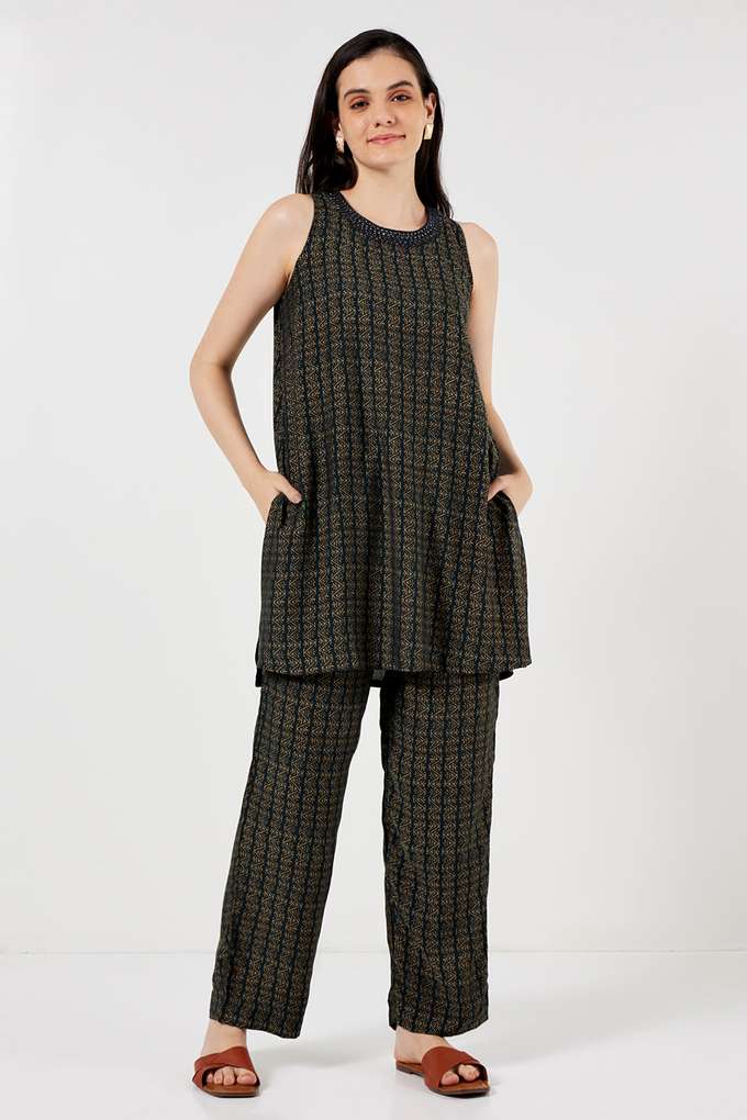 Embroidered-Full-Length-Viscose-Blend-Woven-Women-s-Co-Ord-Set