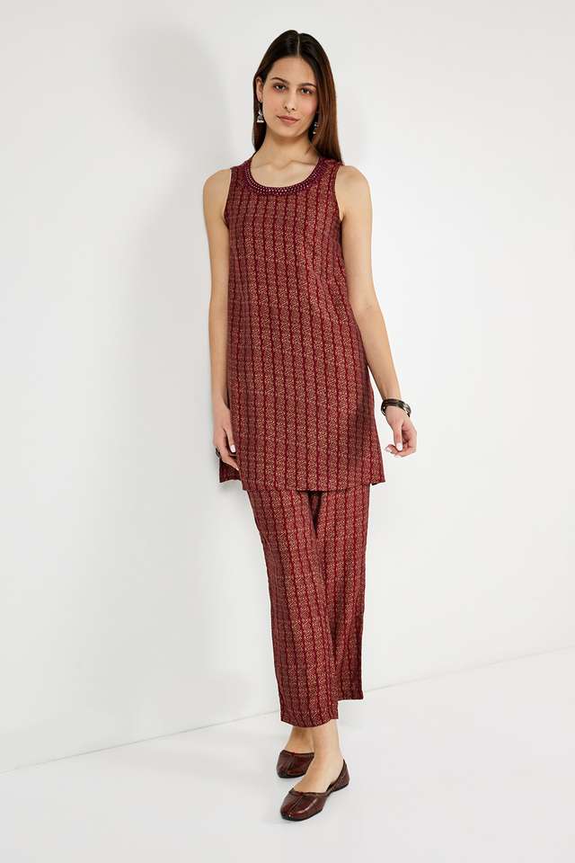 Embroidered-Full-Length-Viscose-Blend-Woven-Women-s-Co-Ord-Set