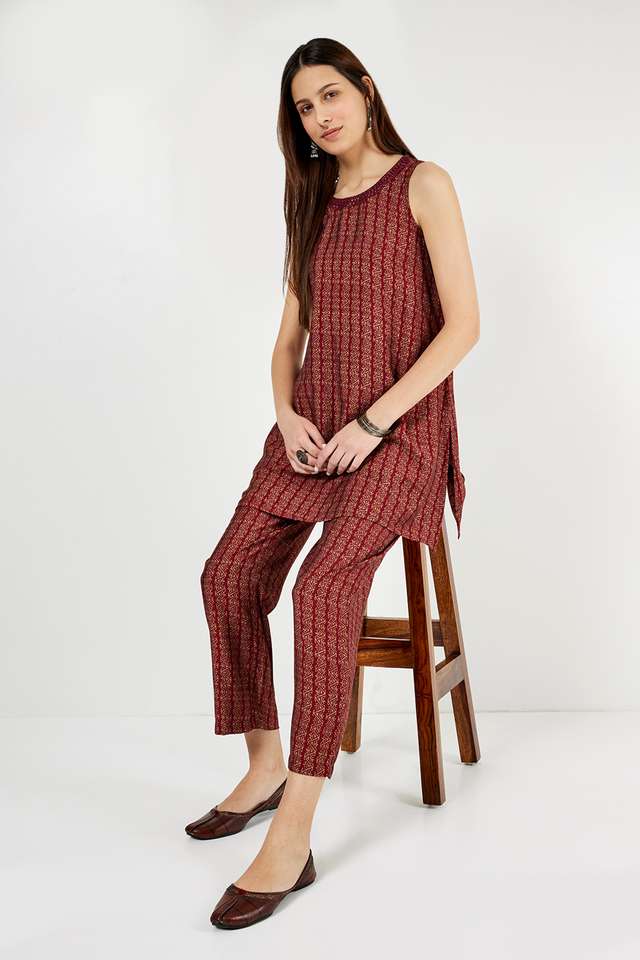 Embroidered-Full-Length-Viscose-Blend-Woven-Women-s-Co-Ord-Set