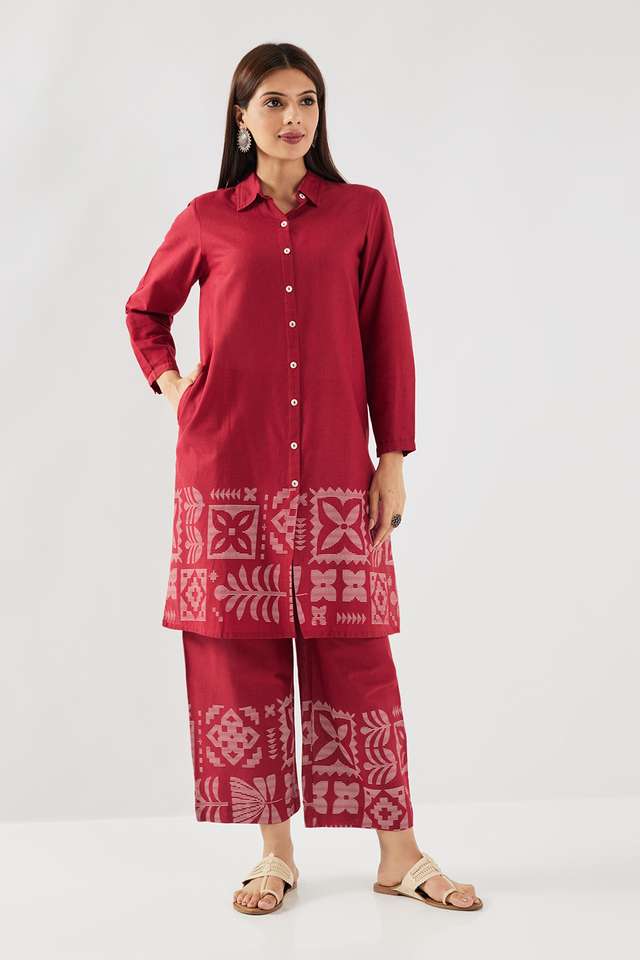 Printed-Full-Length-Blended-Fabric-Woven-Women-s-Co-Ord-Set