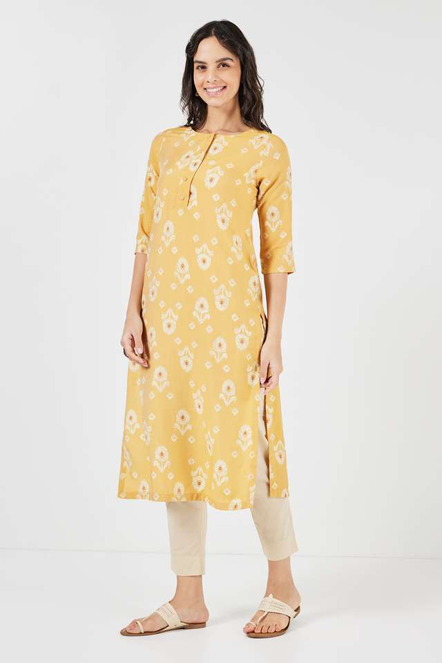 Printed-Viscose-Blend-Collared-Women-s-Casual-Wear-Kurta