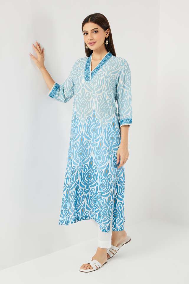 Printed-Modal-V-Neck-Women-Casual-Wear-Kurta