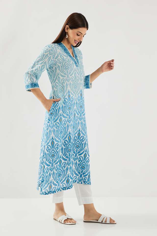 Printed-Modal-V-Neck-Women-Casual-Wear-Kurta