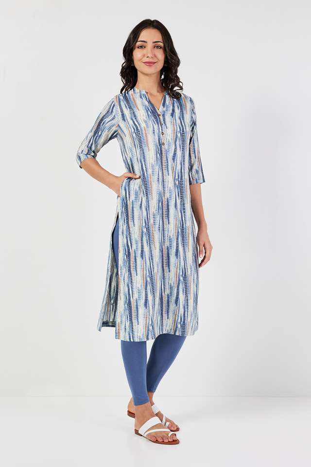Printed-Blended-Fabric-Collared-Women-s-Casual-Wear-Kurta