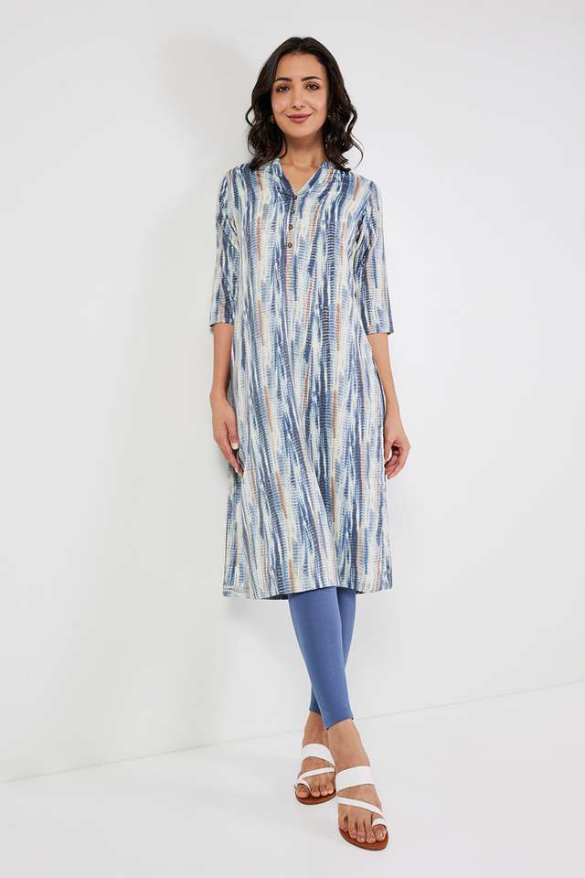 Printed-Blended-Fabric-Collared-Women-s-Casual-Wear-Kurta