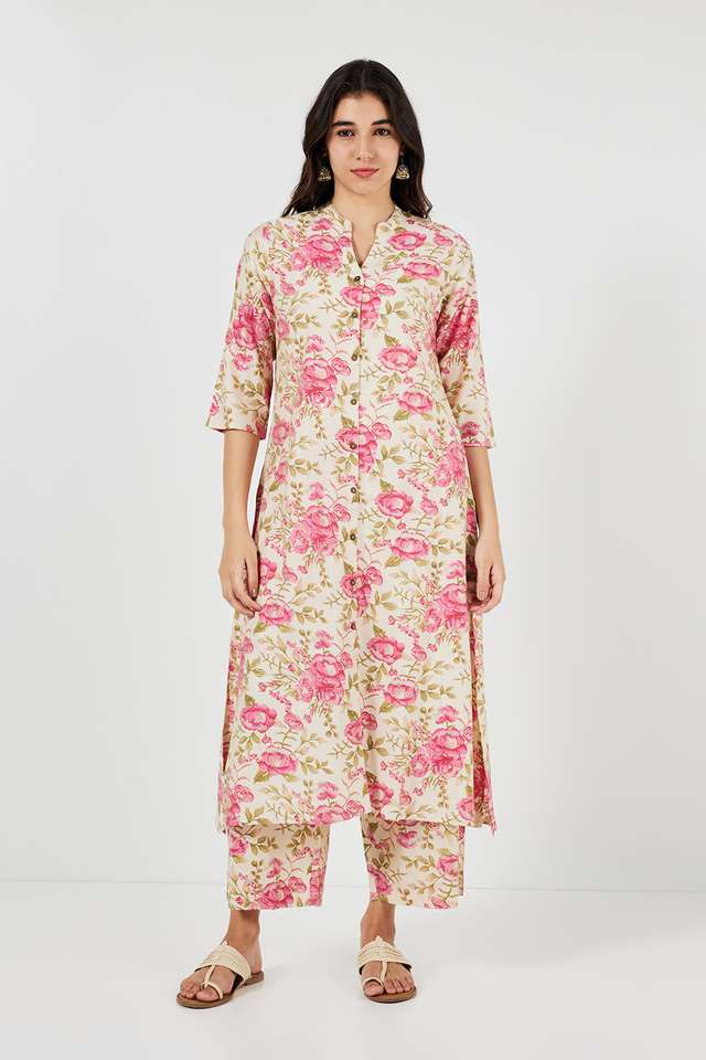 Printed-Blended-Fabric-Collared-Women-s-Casual-Wear-Kurta