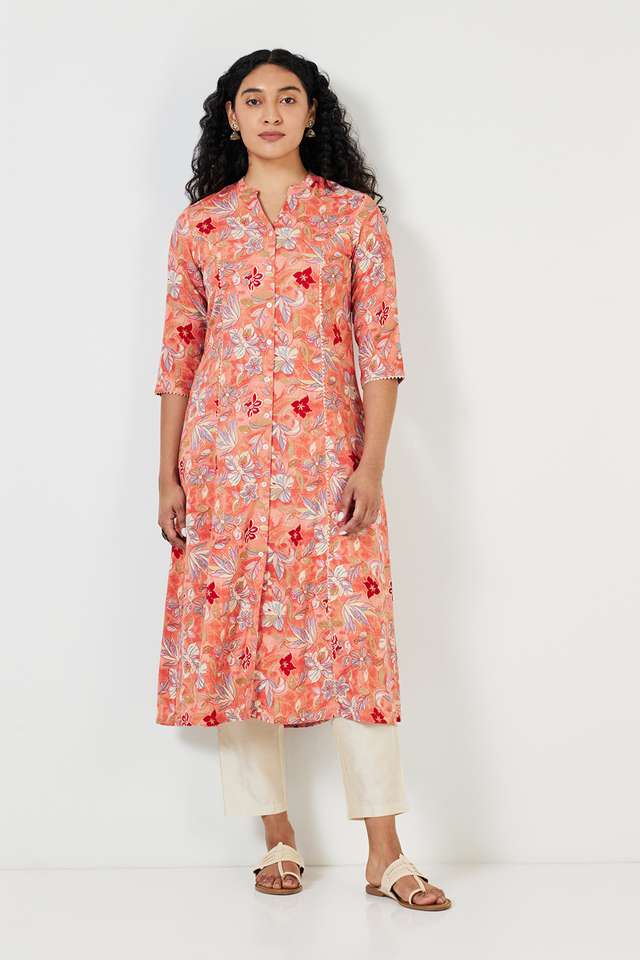 Printed-Rayon-Collared-Women-s-Casual-Wear-A-Line-Kurta
