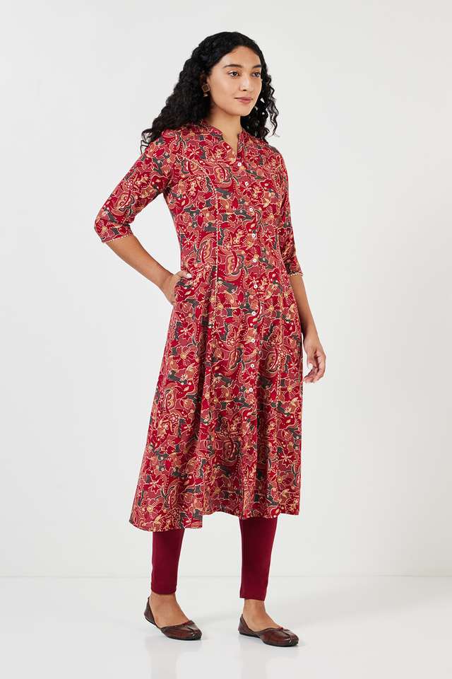 Printed-Rayon-Collared-Women-s-Casual-Wear-A-Line-Kurta