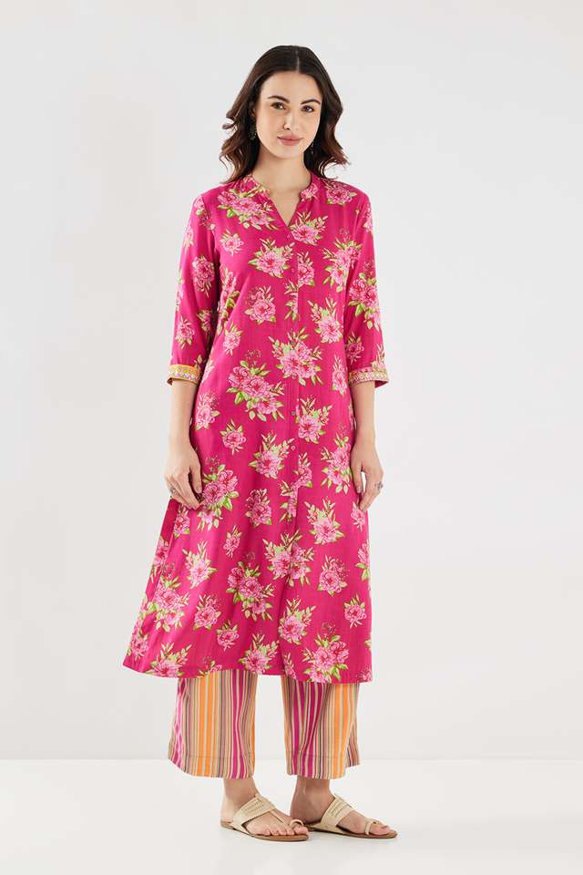 Embroidered-Rayon-Collared-Women-s-Casual-Wear-Kurta