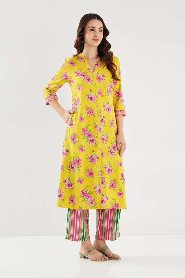 Embroidered-Rayon-Collared-Women-s-Casual-Wear-Kurta