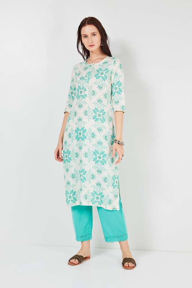 Printed-Rayon-Round-Neck-Women-s-Casual-Wear-Kurta