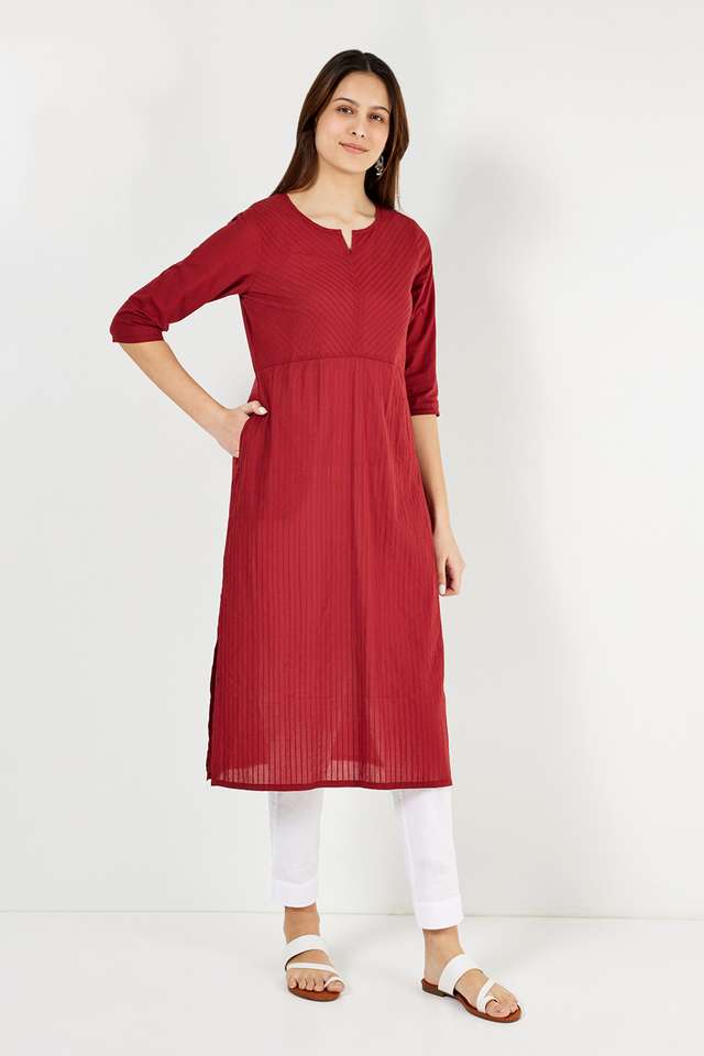 Printed-Cotton-V-Neck-Women-s-Casual-Wear-Kurta