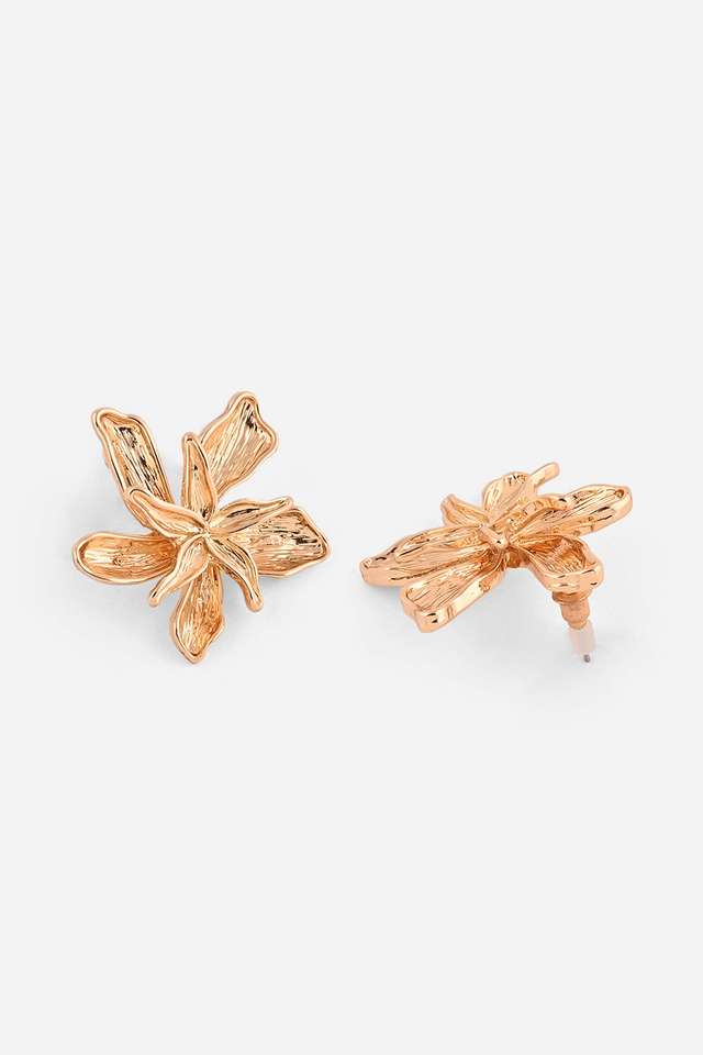 Statement-Gold-Plated-Floral-Shape-Big-Stud-Earrings